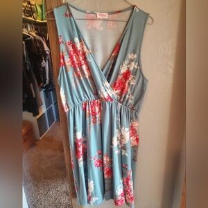 Pulse boutique floral dress (blue, red, white)